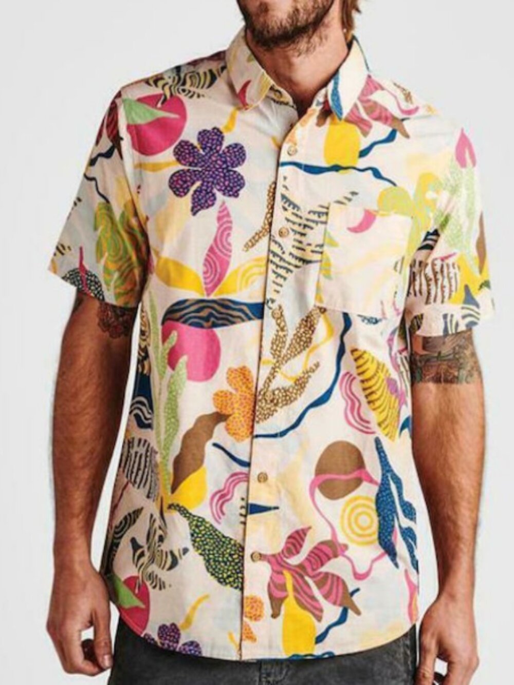 Roark Revival Classic Fit Short Sleeve Cotton Button Up Camp Shirt XL